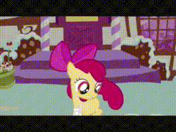 Size: 320x240 | Tagged: safe, screencap, apple bloom, pony, call of the cutie, g4, animated, apron, clothes, female, gif, loop, solo, spinning