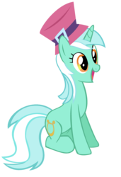 Size: 739x1081 | Tagged: safe, artist:iamthegreatlyra, lyra heartstrings, pony, unicorn, g4, may the best pet win, cute, female, hat, lyrabetes, mare, open mouth, simple background, sitting, smiling, solo, transparent background, vector