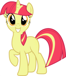 Size: 1920x2233 | Tagged: safe, edit, vector edit, apple bloom, twilight sparkle, pony, unicorn, ponyar fusion, g4, female, fusion, mare, palette swap, raised hoof, recolor, simple background, smiling, solo, teeth, transparent background, unicorn twilight, vector
