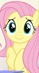 Size: 287x545 | Tagged: safe, screencap, fluttershy, pegasus, pony, g4, season 9, sparkle's seven, animated, clapping, cropped, cute, eyes closed, female, lip bite, loop, shyabetes, smiling, solo