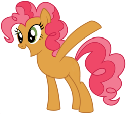 Size: 1920x1729 | Tagged: safe, edit, vector edit, babs seed, pinkie pie, earth pony, pony, ponyar fusion, g4, female, fusion, mare, open mouth, palette swap, raised hoof, recolor, simple background, solo, transparent background, vector