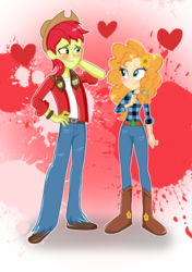 Size: 2502x3546 | Tagged: safe, artist:doraeartdreams-aspy, bright mac, pear butter, equestria girls, g4, base used, equestria girls-ified, female, heart, high res, male, ship:brightbutter, shipping, straight