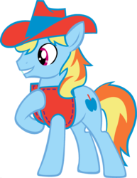 Size: 1920x2482 | Tagged: safe, edit, vector edit, braeburn, rainbow dash, earth pony, pony, ponyar fusion, g4, cowboy hat, fusion, hat, hoof on chest, male, palette swap, recolor, simple background, solo, stallion, transparent background, vector