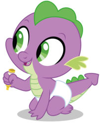 Size: 4068x5027 | Tagged: safe, artist:dragonchaser123, spike, dragon, g4, sparkle's seven, baby, baby dragon, baby spike, crayon, cute, daaaaaaaaaaaw, diaper, hnnng, kneeling, male, simple background, smiling, solo, spikabetes, transparent background, vector, younger