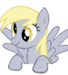 Size: 750x827 | Tagged: safe, editor:undeadponysoldier, derpy hooves, pony, g4, female, pixel art, pixelated, scrunchy face, simple background, solo, spread wings, white background, wings