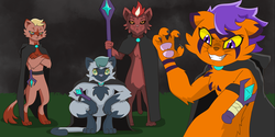 Size: 4560x2284 | Tagged: safe, artist:chedx, abyssinian, anthro, comic:the storm kingdom, black paw, black paw warlocks, cropped, crystal of light, special forces, staff, storm army, warlock