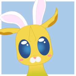 Size: 790x790 | Tagged: safe, artist:brightroom, oc, oc:ren the changeling, changedling, changeling, animated, bunny ears, changedling oc, changeling oc, cute, gif, looking at you, ych result, yellow changeling