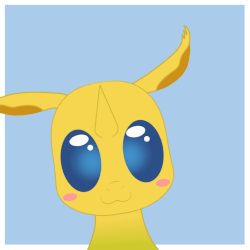 Size: 790x790 | Tagged: safe, artist:brightroom, oc, oc:ren the changeling, changedling, changeling, animated, changedling oc, changeling oc, cute, gif, looking at you, owo, ych result, yellow changeling