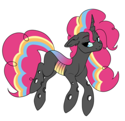 Size: 1920x1868 | Tagged: safe, artist:kxttponies, oc, oc only, changepony, hybrid, female, interspecies offspring, magical lesbian spawn, offspring, parent:pinkie pie, parent:queen chrysalis, parents:chryssie pie, simple background, solo, transparent background