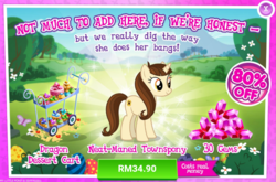 Size: 1038x684 | Tagged: safe, gameloft, dawnlighter, pony, unicorn, g4, my little pony: magic princess, advertisement, costs real money, cute, dawwnlighter, female, friendship student, gem, introduction card, mare, sale, solo