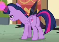 Size: 626x443 | Tagged: safe, screencap, twilight sparkle, alicorn, pony, g4, the beginning of the end, butt, cropped, female, mare, plot, solo, twilight sparkle (alicorn)