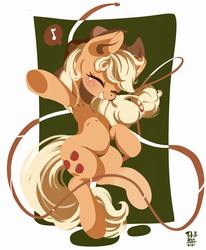 Size: 2541x3090 | Tagged: safe, artist:tohupo, applejack, earth pony, pony, g4, armpits, eyes closed, female, high res, lasso, mare, rope, solo
