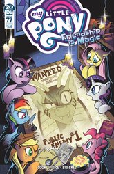 Size: 1000x1518 | Tagged: safe, artist:andypriceart, idw, official comic, applejack, cosmos, discord, fluttershy, pinkie pie, rainbow dash, rarity, twilight sparkle, earth pony, pegasus, pony, unicorn, g4, spoiler:comic77, comic cover, female, mane six, mare, public enemy