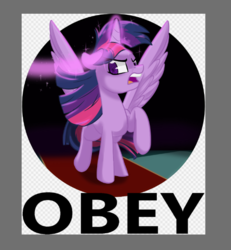 Size: 523x565 | Tagged: safe, artist:jen-neigh, twilight sparkle, alicorn, pony, g4, the beginning of the end, female, magic, mare, obey, simple background, solo, transparent background, twilight sparkle (alicorn)