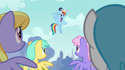 Size: 1920x1080 | Tagged: safe, screencap, rainbow dash, pony, g4, hurricane fluttershy, baseball cap, cap, coach rainbow dash, hat, whistle