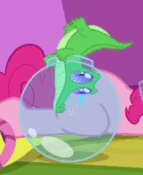 Size: 209x256 | Tagged: safe, screencap, gummy, pinkie pie, alligator, earth pony, pony, g4, sparkle's seven, adorable distress, animated, cropped, cute, fish bowl, flailing, gif, gummybetes, perfect loop, solo focus, stuck