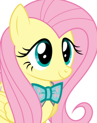 Size: 1992x2512 | Tagged: safe, artist:dashiesparkle edit, artist:disneymarvel96, edit, vector edit, fluttershy, pegasus, pony, g4, bowtie, bowties are cool, bust, cute, female, mare, portrait, shyabetes, simple background, smiling, solo, three quarter view, vector, white background