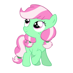 Size: 2000x2000 | Tagged: safe, derpibooru exclusive, minty (g4), earth pony, pony, g4, female, filly, freckles, high res, simple background, solo, trace, transparent background, younger