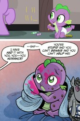 Size: 882x1330 | Tagged: safe, idw, smarty pants, spike, twilight sparkle, dragon, pony, unicorn, g4, sparkle's seven, spoiler:comic40, abuse, baby, baby dragon, baby spike, bad end, female, filly, filly twilight sparkle, go to sleep garble, loss (meme), male, op is a duck, op is trying to start shit, shitposting, spikeabuse, unicorn twilight, younger