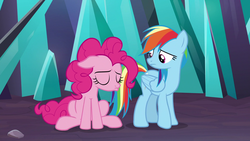 Size: 1920x1080 | Tagged: safe, screencap, pinkie pie, rainbow dash, pony, g4, the beginning of the end, pouting
