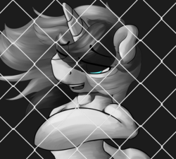 Size: 2422x2178 | Tagged: safe, artist:lurker, oc, oc only, oc:lurker, pony, black and white, grayscale, high res, looking at you, meme, monochrome, solo, u got that
