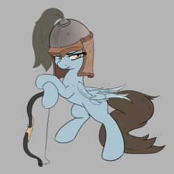 Size: 2000x2000 | Tagged: safe, artist:lurker, oc, pegasus, pony, arrow, bow (weapon), bow and arrow, colored, hat, high res, simple background, weapon