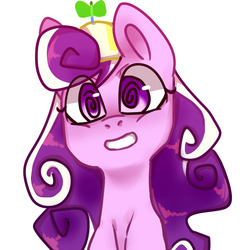 Size: 1280x1280 | Tagged: safe, artist:nocturne1113, screwball, pony, g4, bust, cute, eye clipping through hair, female, hat, portrait, propeller hat, screwbetes, simple background, solo, swirly eyes, white background