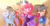 Size: 1169x600 | Tagged: safe, artist:pinkablue, little strongheart, pinkie pie, rainbow dash, sheriff silverstar, bison, buffalo, earth pony, pegasus, pony, g4, my little pony: friendship is magic, over a barrel, apple, bipedal, blushing, clothes, female, food, lesbian, male, mare, one eye closed, open mouth, puffy sleeves, saloon dress, saloon pinkie, scene interpretation, ship:pinkiedash, shipping, spread wings, stallion, wide eyes, wingboner, wings, wink, you gotta share