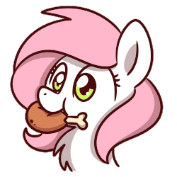 Size: 1000x1000 | Tagged: safe, artist:sugar morning, oc, oc only, oc:sugar morning, pony, animated, bust, chicken leg, chicken meat, cute, female, food, fried chicken, mare, meat, nom, ponies eating meat, portrait, simple background, solo, transparent background
