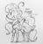 Size: 2156x2189 | Tagged: safe, artist:floofyfoxcomics, oc, oc only, oc:peppermint mocha (pegasusjedi), pony, clothes, dress, female, high res, mare, monochrome, sketch, solo, traditional art, wingless