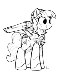 Size: 2101x2661 | Tagged: safe, artist:selenophile, oc, oc only, oc:starship enterprise, pony, spaceship ponies, female, grayscale, high res, mare, monochrome, ponified, simple background, sketch, solo, star trek, star trek (tos), starship, uss enterprise, warp nacelles, white background
