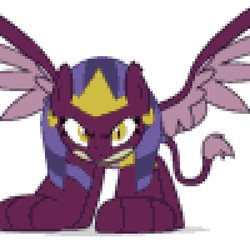 Size: 750x719 | Tagged: safe, artist:dashiesparkle, editor:undeadponysoldier, the sphinx, pony, sphinx, daring done?, g4, angry, female, frown, glare, gritted teeth, looking at you, macro, pixel art, pixelated, sharp teeth, simple background, solo, spread wings, teeth, white background, wings