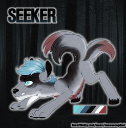 Size: 2205x2240 | Tagged: safe, artist:meowcephei, oc, oc only, oc:seeker, hybrid, wolf pony, commission, high res, reference, solo