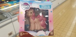 Size: 1600x778 | Tagged: safe, pinkie pie, earth pony, pony, g4, official, chocolate, easter, eye, eyes, faic, food, holiday, irl, kinnerton, merchandise, nightmare fuel, photo, thousand yard stare, weird, white chocolate