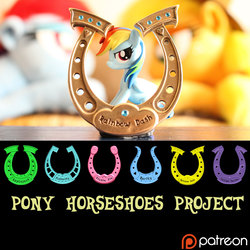 Size: 1920x1920 | Tagged: safe, artist:ponimalion, applejack, rainbow dash, pony, g4, 3d, figurine, horseshoes, patreon, patreon logo