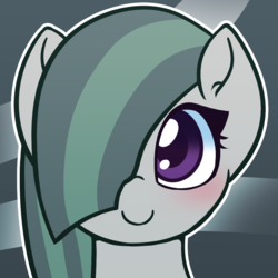 Size: 1000x1000 | Tagged: safe, artist:puetsua, marble pie, earth pony, pony, g4, abstract background, avatar, bust, cute, female, hair over one eye, looking at you, marblebetes, mare, portrait, smiling, solo