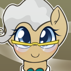 Size: 1000x1000 | Tagged: safe, artist:puetsua, mayor mare, earth pony, pony, g4, abstract background, avatar, bust, female, glasses, looking at you, mare, portrait, smiling, solo