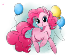 Size: 1024x768 | Tagged: safe, artist:kkuyo, pinkie pie, earth pony, pony, g4, :o, balloon, cute, diapinkes, female, missing cutie mark, open mouth, solo