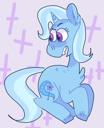 Size: 844x1033 | Tagged: safe, artist:cookie-munch, trixie, pony, unicorn, g4, abstract background, chest fluff, cute, diatrixes, ear fluff, female, mare, open mouth, solo, starry eyes, unshorn fetlocks, wingding eyes