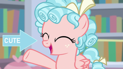 Size: 1280x720 | Tagged: safe, edit, edited screencap, screencap, cozy glow, pegasus, pony, g4, captain obvious, cozybetes, cute, female, filly, pure concentrated unfiltered evil of the utmost potency