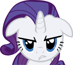 Size: 4000x3557 | Tagged: safe, artist:triox404, rarity, pony, unicorn, g4, look before you sleep, angry, bust, ears back, female, frown, it is on, mare, simple background, solo, transparent background, vector, war face