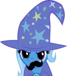 Size: 5003x5615 | Tagged: safe, artist:triox404, trixie, pony, unicorn, boast busters, g4, bust, cape, clothes, facial hair, female, hat, mare, moustache, simple background, solo, transparent background, trixie's cape, trixie's hat, vector