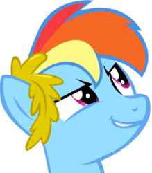 Size: 4374x5000 | Tagged: safe, artist:suxtonhael, rainbow dash, pegasus, pony, g4, the best night ever, bust, female, looking at something, looking up, mare, simple background, smiling, solo, transparent background, vector