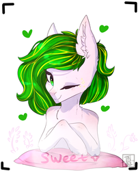 Size: 2300x2800 | Tagged: safe, artist:tanalise, oc, oc only, oc:white night, earth pony, pony, earth pony oc, female, green eyes, high res, looking at you, one eye closed, rule 63, smiling, solo, wink, winking at you