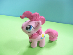 Size: 589x441 | Tagged: safe, artist:ラル, pinkie pie, earth pony, pony, g4, customized toy, irl, looking up, photo, plushie, smiling, toy