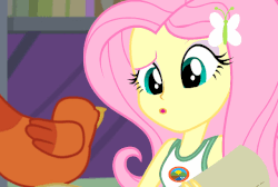 Size: 640x430 | Tagged: safe, screencap, fluttershy, equestria girls, g4, my little pony equestria girls: legend of everfree, animated, camp everfree outfits, female, gif, sleeveless