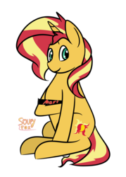 Size: 2000x2800 | Tagged: safe, artist:soupyfox, sunset shimmer, pony, unicorn, g4, colored, full body, high res, looking at you, mars, sitting