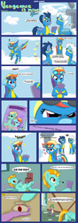 Size: 7000x20000 | Tagged: safe, artist:chedx, fleetfoot, lightning dust, rainbow dash, spike, wave chill, zephyr breeze, dragon, pegasus, pony, g4, angry horse noises, butt, clothes, comic, commission, descriptive noise, embarrassed, female, gem, horse noises, humiliation, magazine, magazine cover, male, mare, one eye closed, plot, revenge, ship:zephdash, shipping, stallion, straight, tabloid, uniform, winged spike, wings, wink, wonderbolts, wonderbolts uniform
