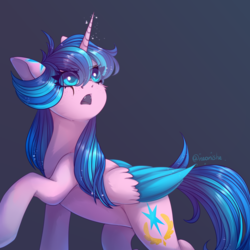 Size: 1280x1280 | Tagged: safe, artist:neonishe, oc, oc only, oc:neon star, alicorn, pony, alicorn oc, eyeshadow, female, looking up, makeup, mare, solo