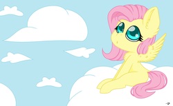 Size: 3320x2048 | Tagged: safe, artist:gblacksnow, fluttershy, pegasus, pony, g4, chest fluff, cloud, cute, female, high res, looking away, looking up, mare, on a cloud, open mouth, shyabetes, sitting, sky, solo, spread wings, wings